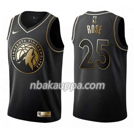 Minnesota Timberwolves Derrick Rose 25 Nike Musta Golden Edition Pelipaidat Swingman - Miesten
